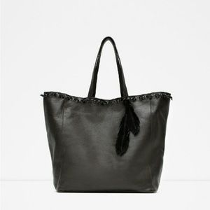 Zara large authentic leather tote Bag